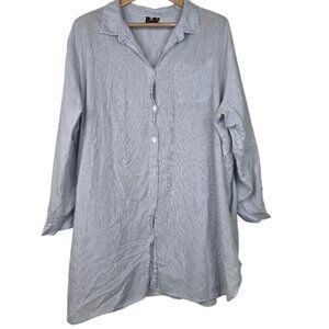 Sea Pinstripe Button down long sleeves shirt cover up